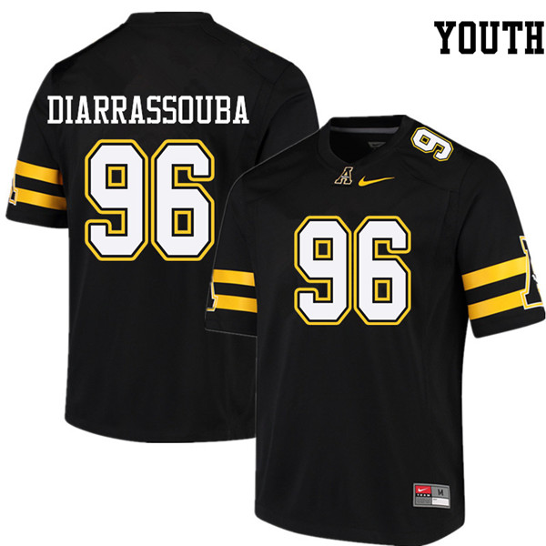 Youth #96 Elijah Diarrassouba Appalachian State Mountaineers College Football Jerseys Sale-Black